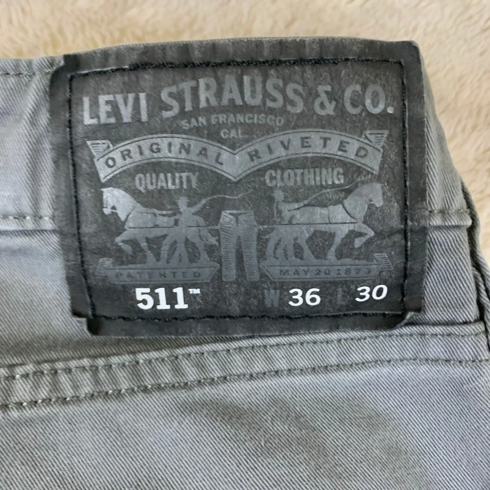 Levis 511 Slim Fit Pants Mens‎ 36x30 Gray Chino Twill Casual Stretch Trousers
